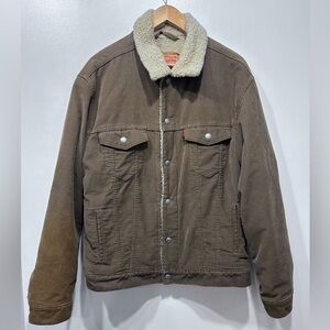 Levi's Men's Brown Corduroy Sherpa Lined Trucker Jacket - Size L